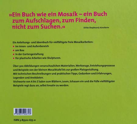 Book - Mosaic "ideas - art - technology" in german, Dorothea Kalberer-Brenek (back)
