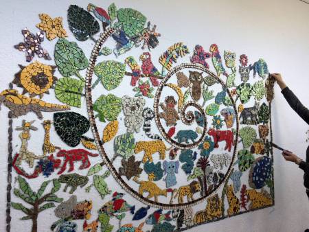Mosaik - Dschungel Spirale am entstehen